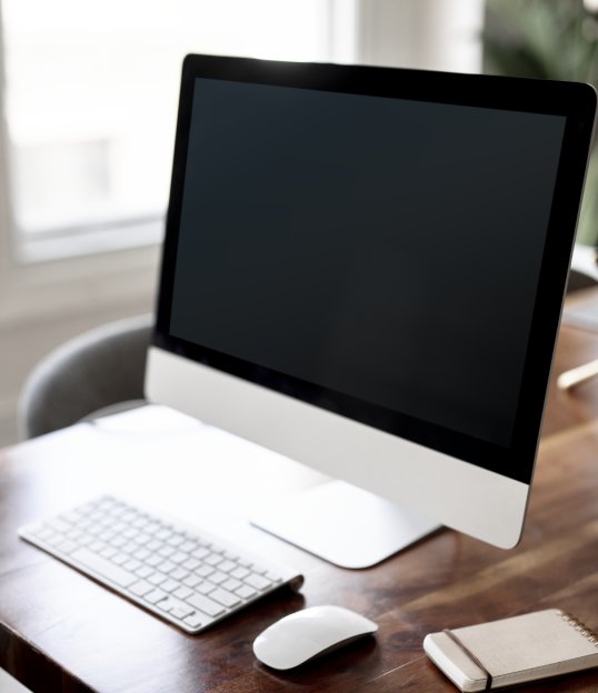 Workspace with a computer screen
